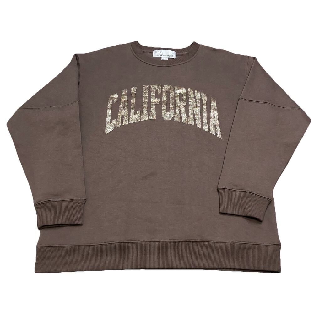 Vintage Havana Sweatshirt Women’s Size Small CALIFORNIA Taupe Glitter Logo
